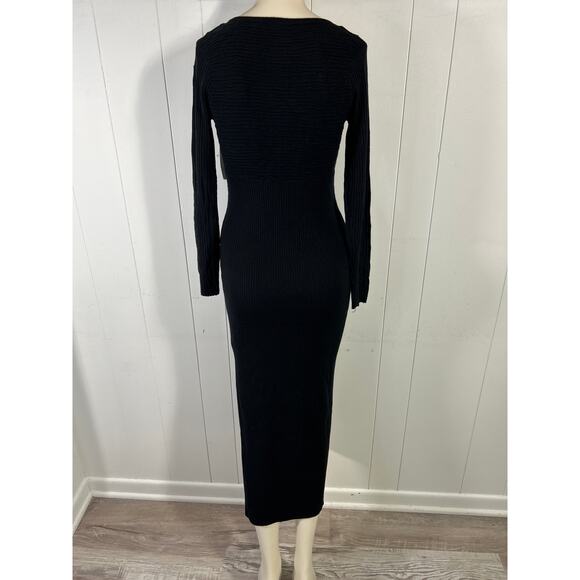 Astr Women's Twist Front Long Sleeve Sweater Dress in Black. Size S - Picture 5 of 6